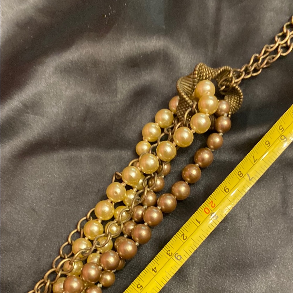 Talbots Elegant Silver, Pearl and Bronze Beaded Necklace - Picture 7 of 11